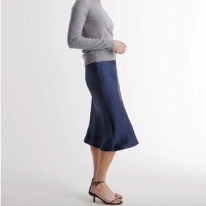Quince 100% Washable Silk Skirt Navy XS